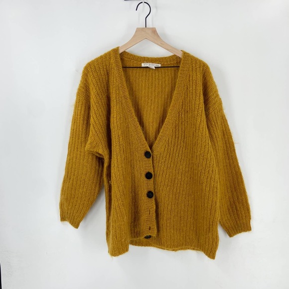 Nick Osbourne Sweaters - Vintage Nick Osbourne Mustard Yellow Button-Down Long Sleeve Cardigan Size L